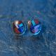 Silver Ridged Inlaid Earring