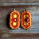 Amber & Red Beaded Earrings