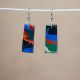 Rectangluar Rainbow Calcite Earrings