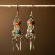 2 Disc Turquoise & Coral Earrings