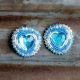Beaded Blue Heart Earrings