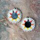Circular Beaded Mirrored Post Earrings