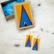 Painted Parfleche Earrings Blue Tipi
