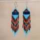 Turquoise Beaded Earrings 9 Row