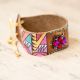 Leather Painted Bracelet with Pink Charm
